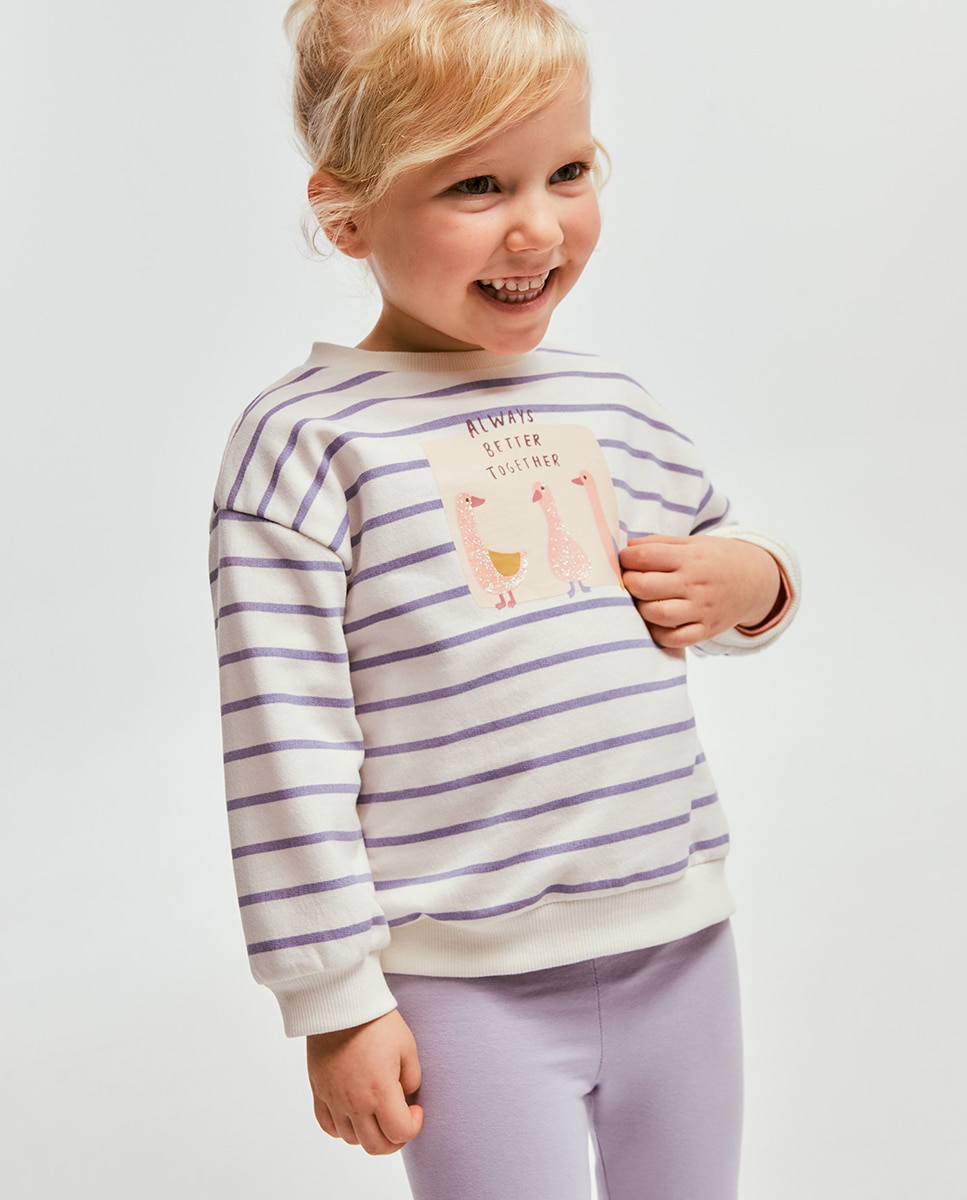 Sweatshirt às riscas Sfera Lilás-1