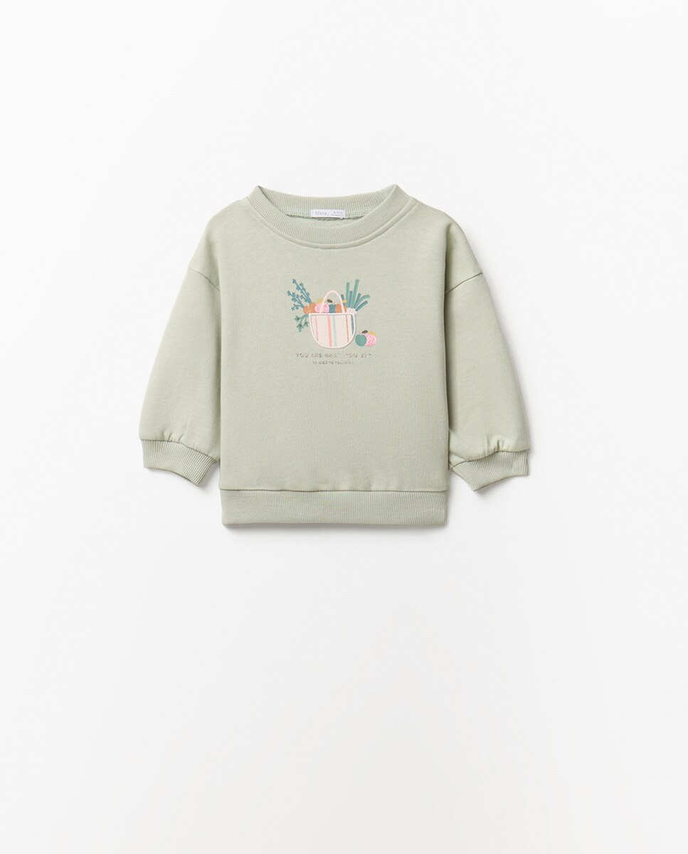 Sweatshirt com Cesta de Remendo Verde-4
