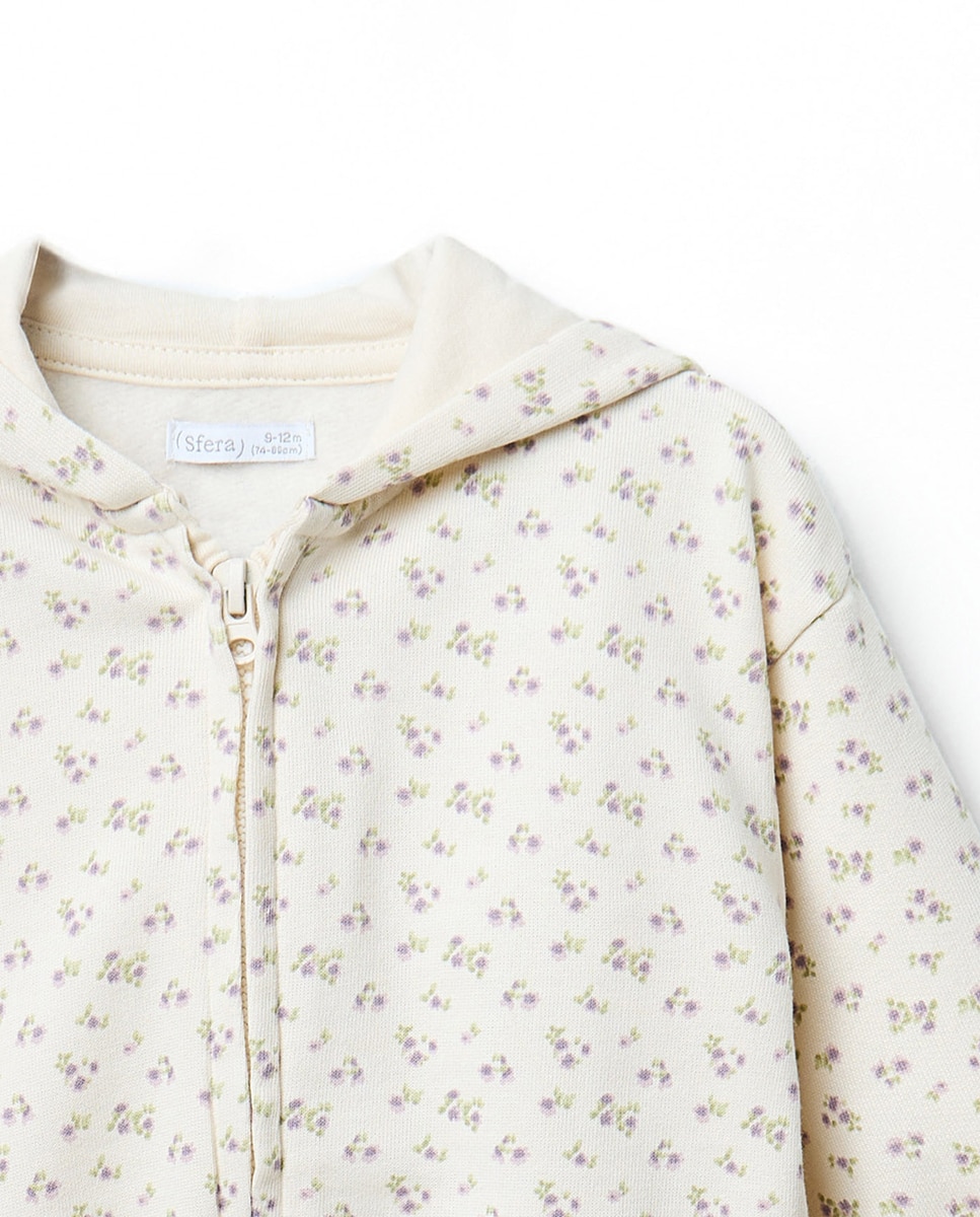 Sweatshirt Básica com Capuz e Estampado Sfera 120 Cru-2