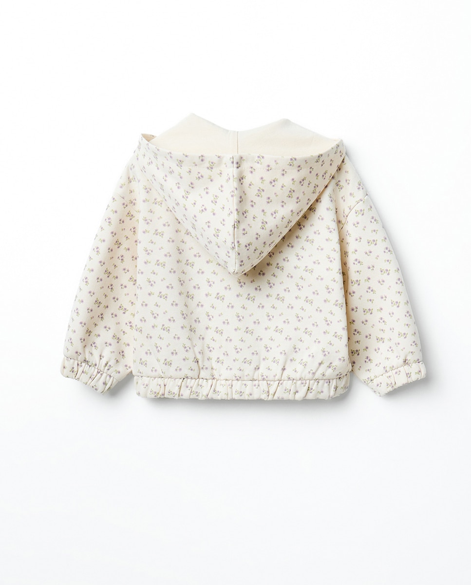Sweatshirt Básica com Capuz e Estampado Sfera 120 Cru-3