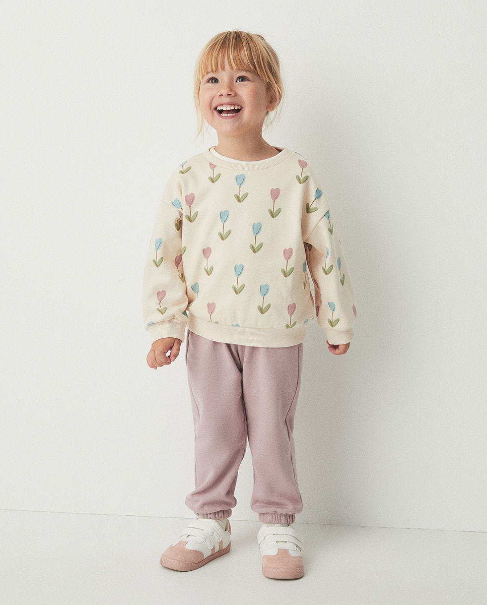 Sudadera basic print - Sfera - 130 Marfil 130 Marfil-1