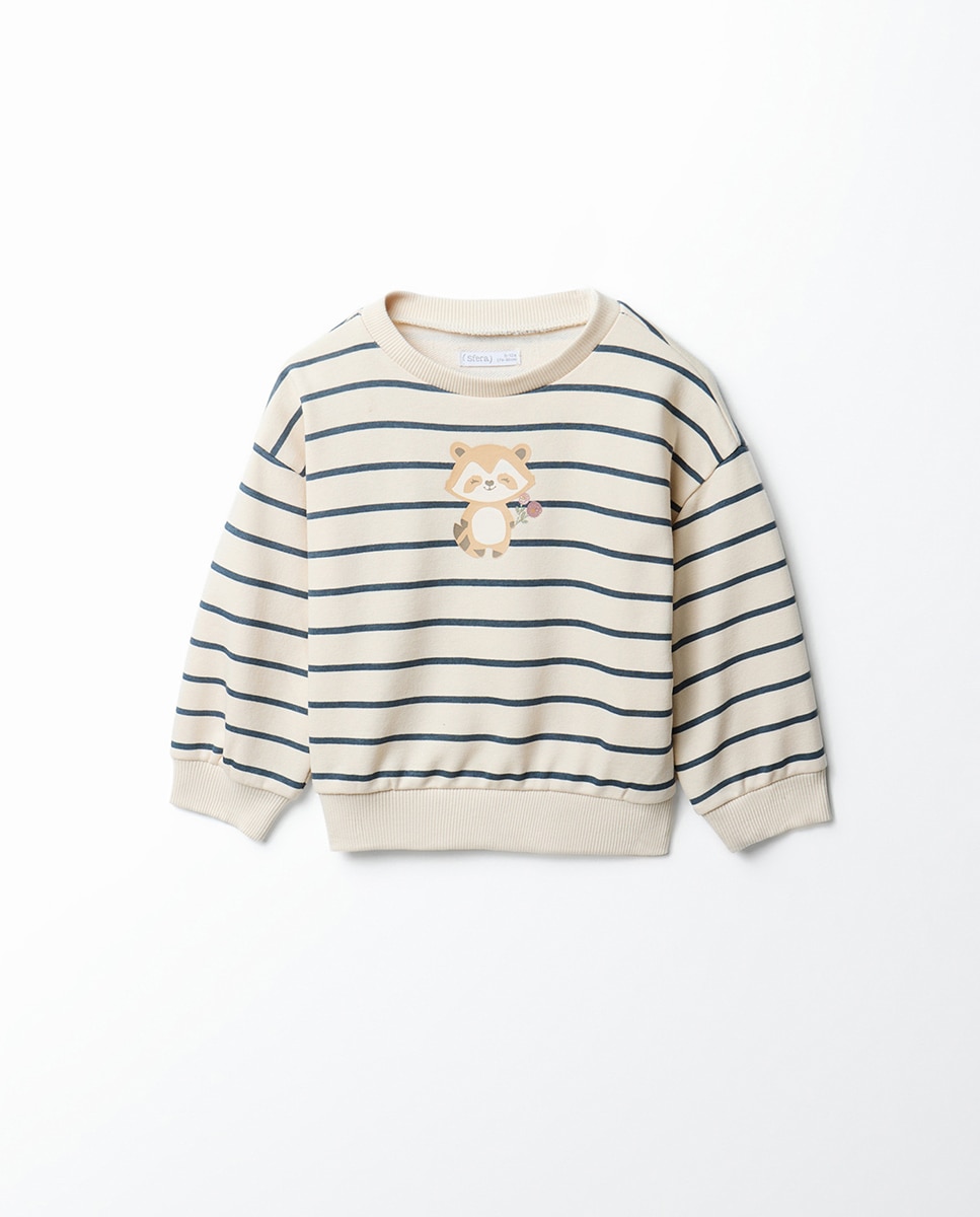 Imagem 0 de Sweatshirt Básica às Riscas com Guaxinim