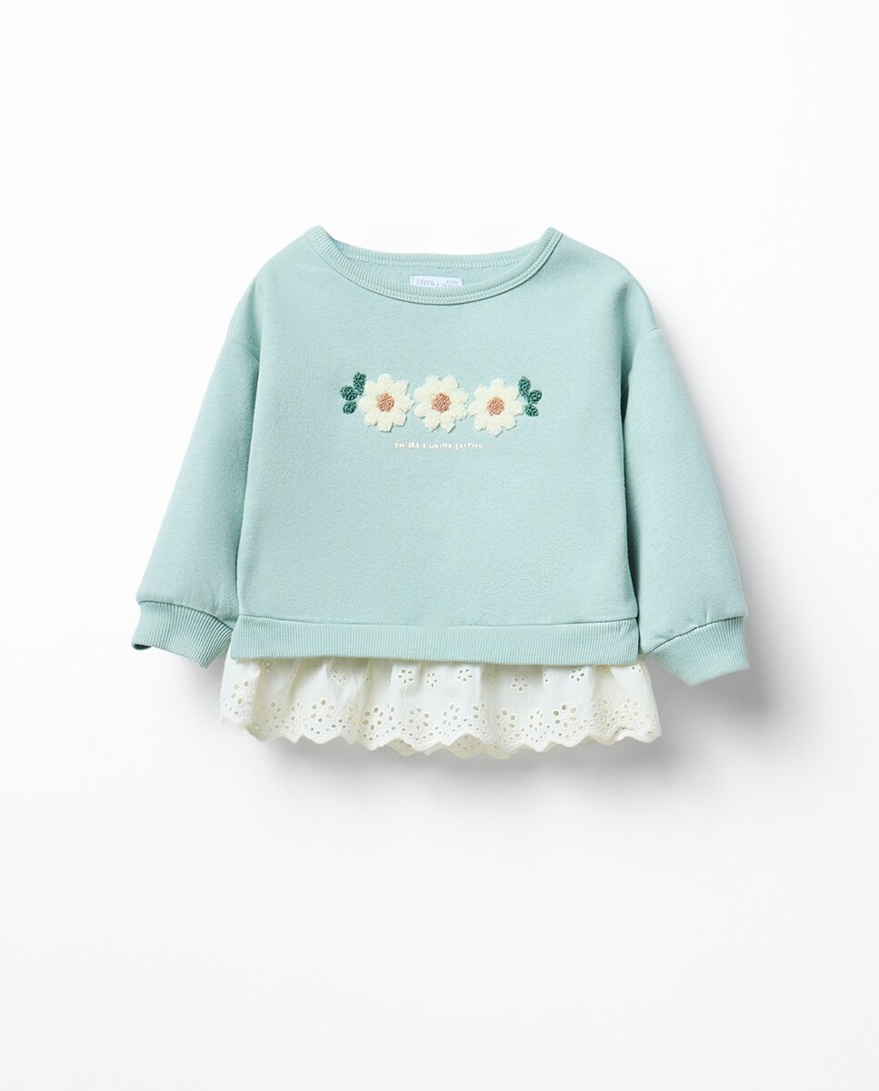 Imagem 0 de Sweatshirt com Estampado floral e Parte Inferior de Blusa