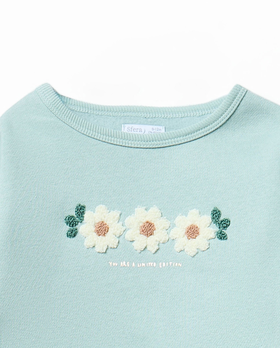 Sweatshirt com Estampado floral e Parte Inferior de Blusa Sfera 510 Verde Claro-2