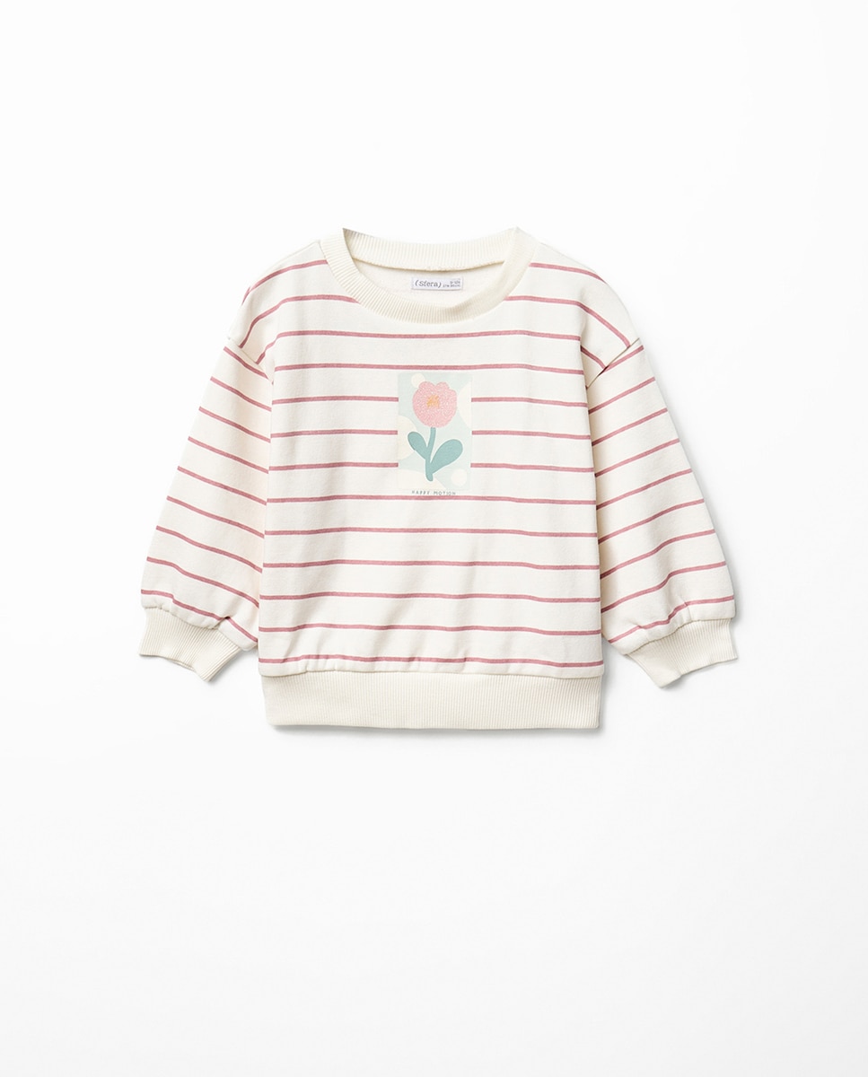 Imagen 1 de Sudadera rayas flor 120 Crudo