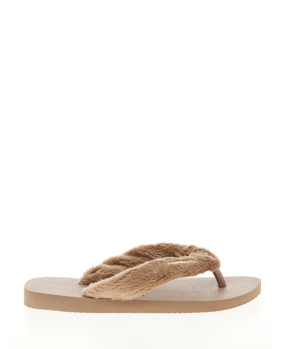 Chinelos de Dedo de Mulher Top Home Fluffy Havaianas Castanho-1