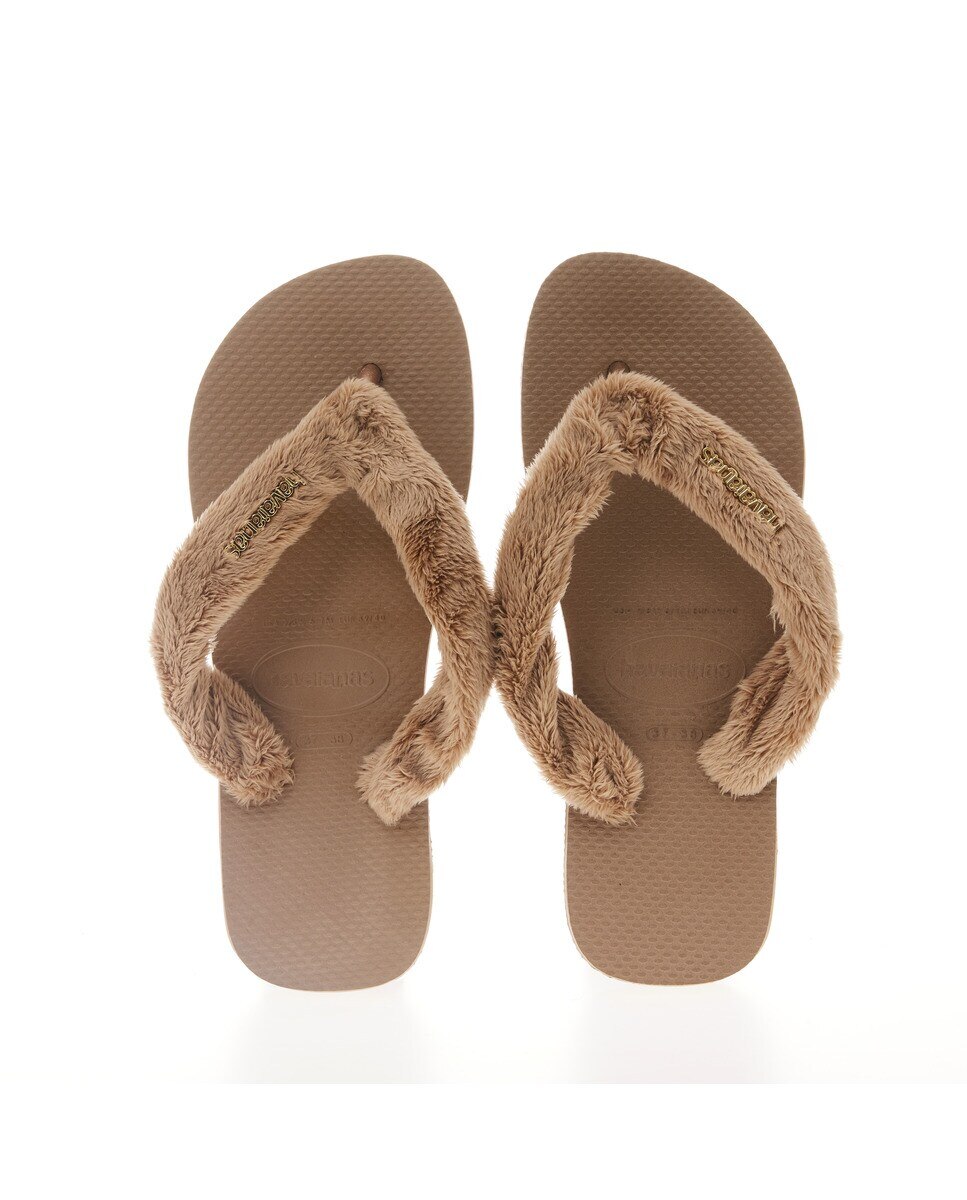 Chinelos de Dedo de Mulher Top Home Fluffy Havaianas Castanho-2