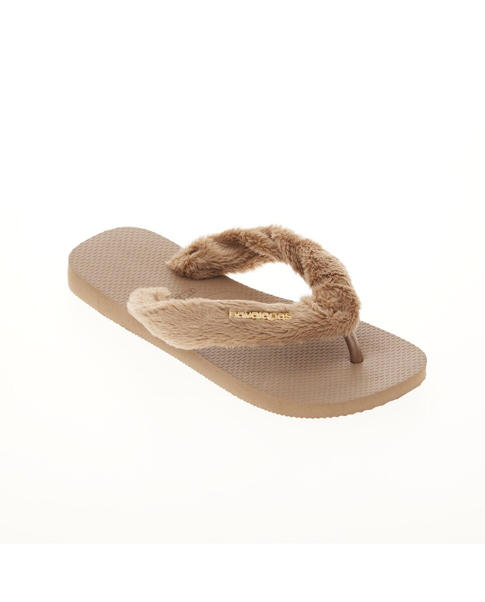 Chinelos de Dedo de Mulher Top Home Fluffy Havaianas Castanho-3