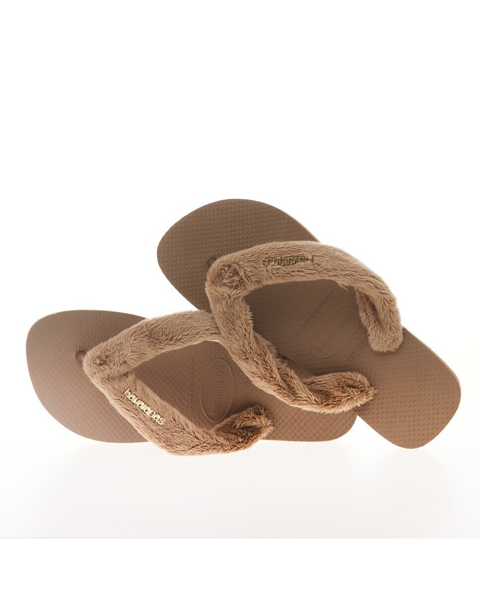Chinelos de Dedo de Mulher Top Home Fluffy Havaianas Castanho-4