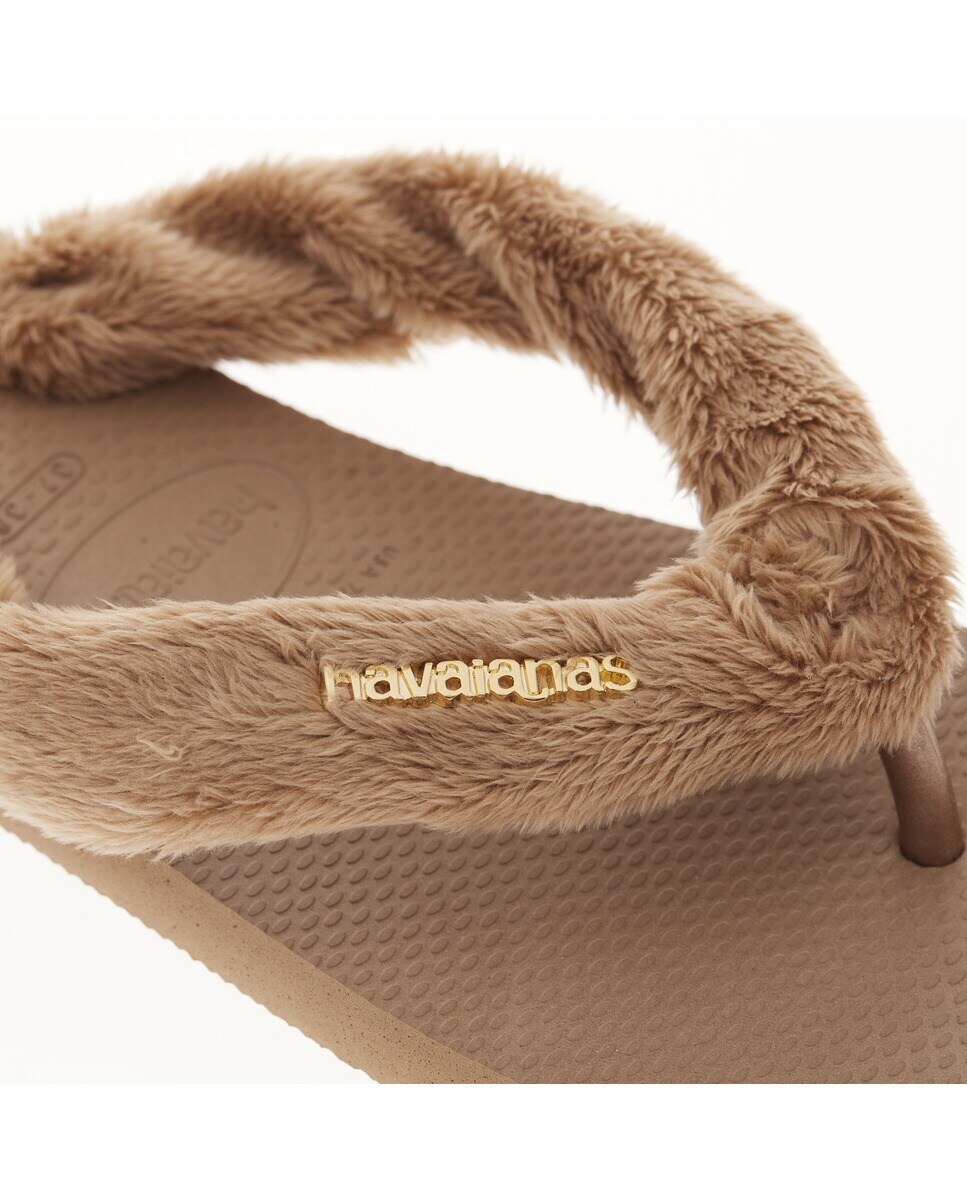 Chinelos de Dedo de Mulher Top Home Fluffy Havaianas Castanho-5