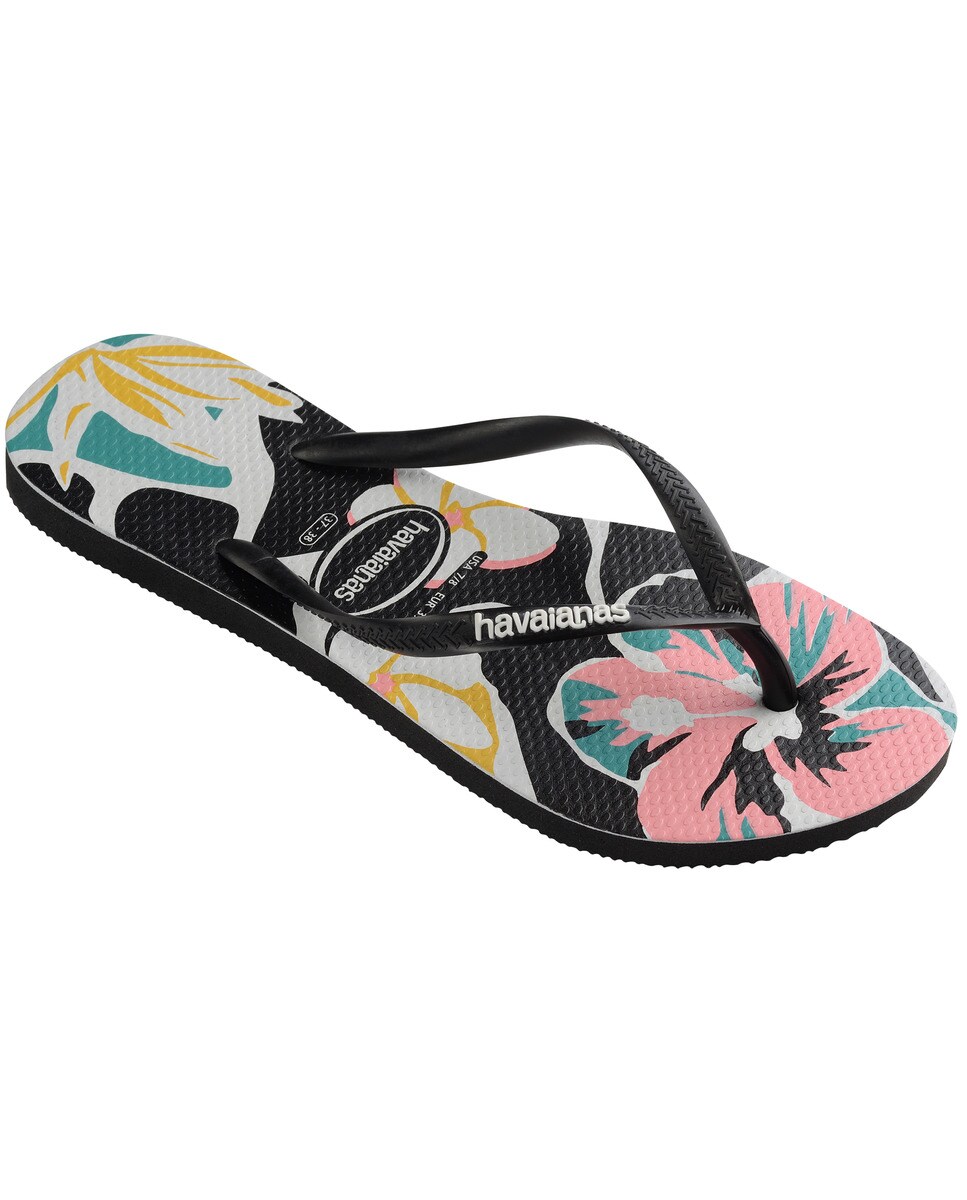 Chinelos de dedo Slim Floral Preto / Estampado-2