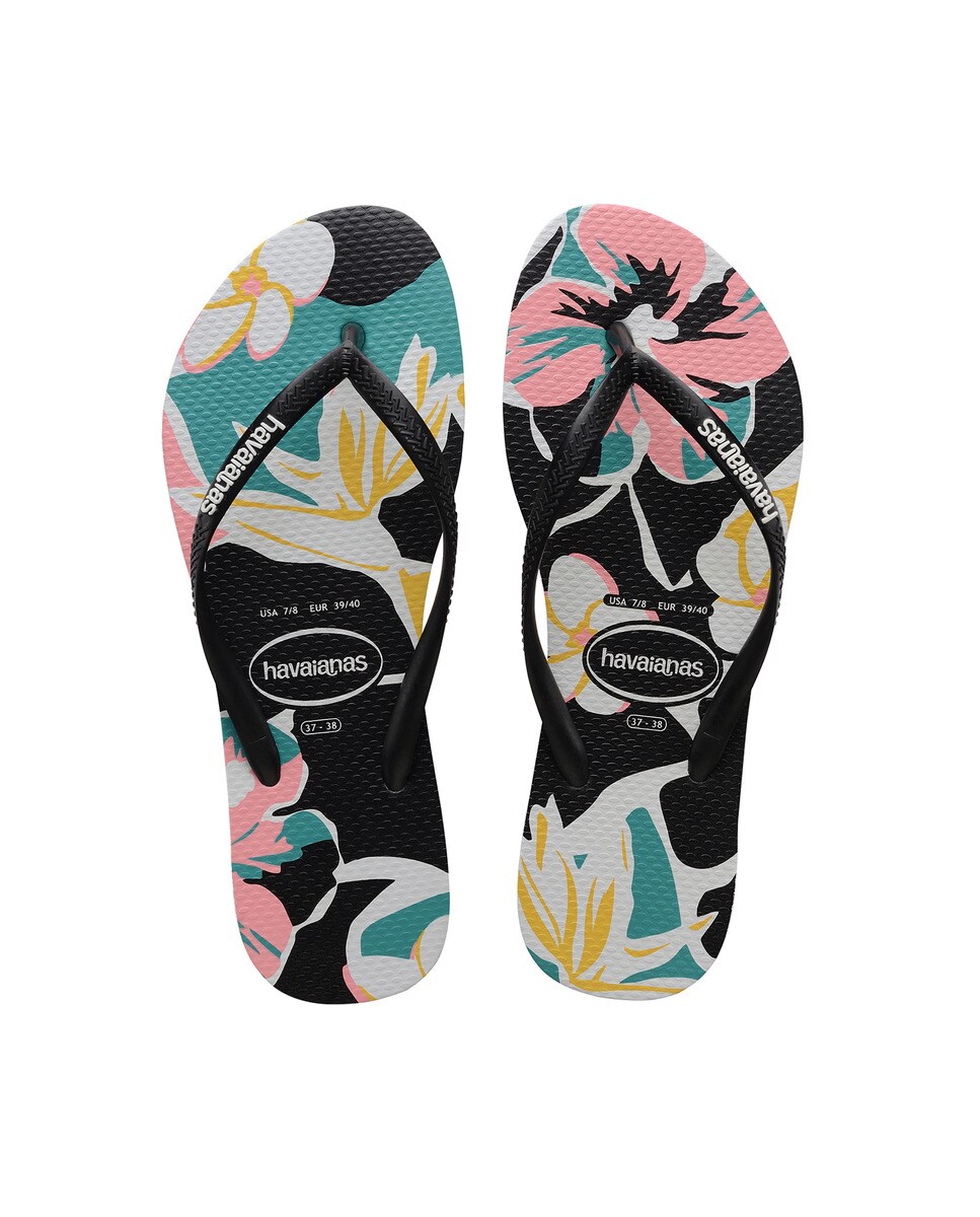 Chinelos de dedo Slim Floral Preto / Estampado-3