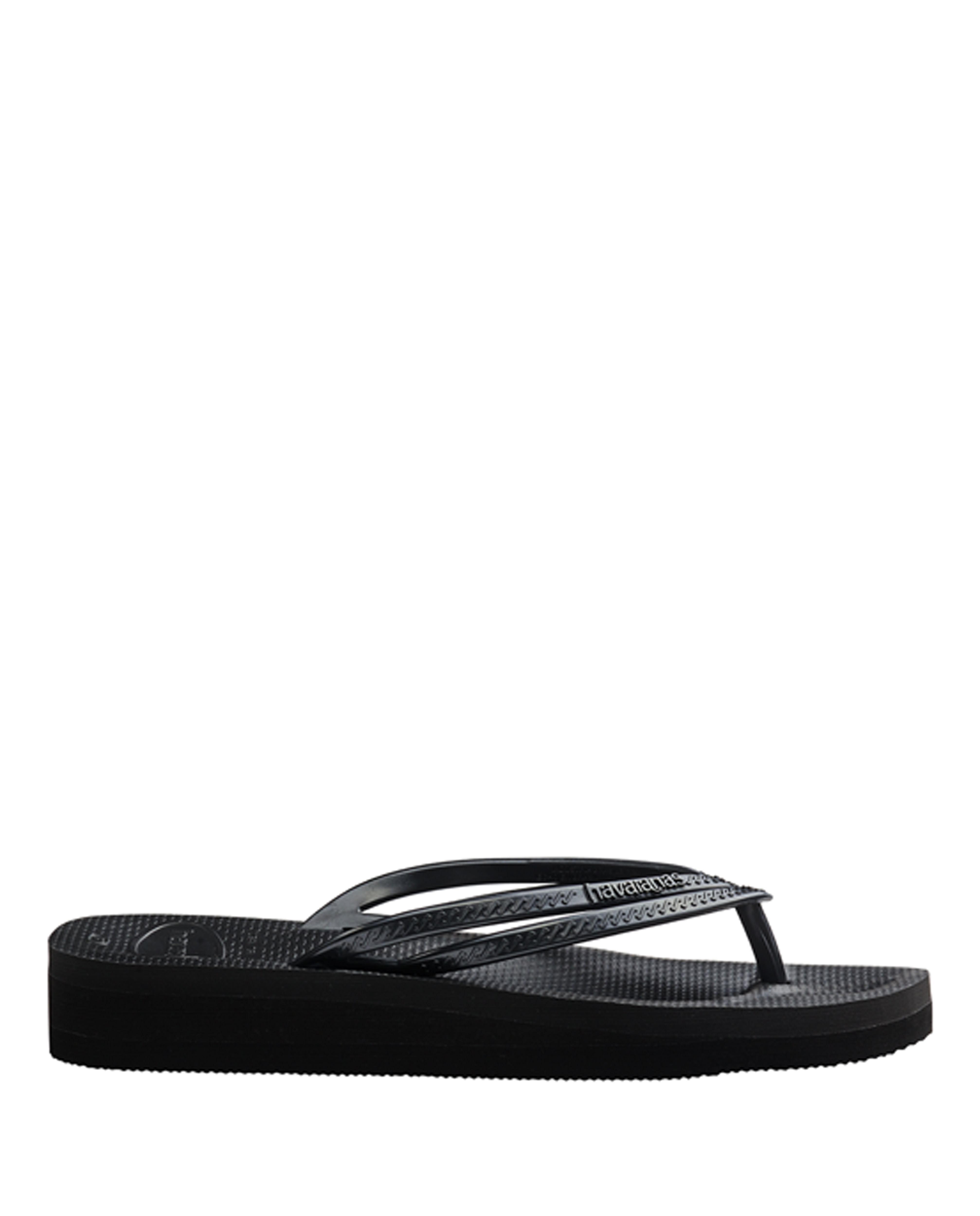 Chinelos de Dedo de Mulher Wedges Preto-1