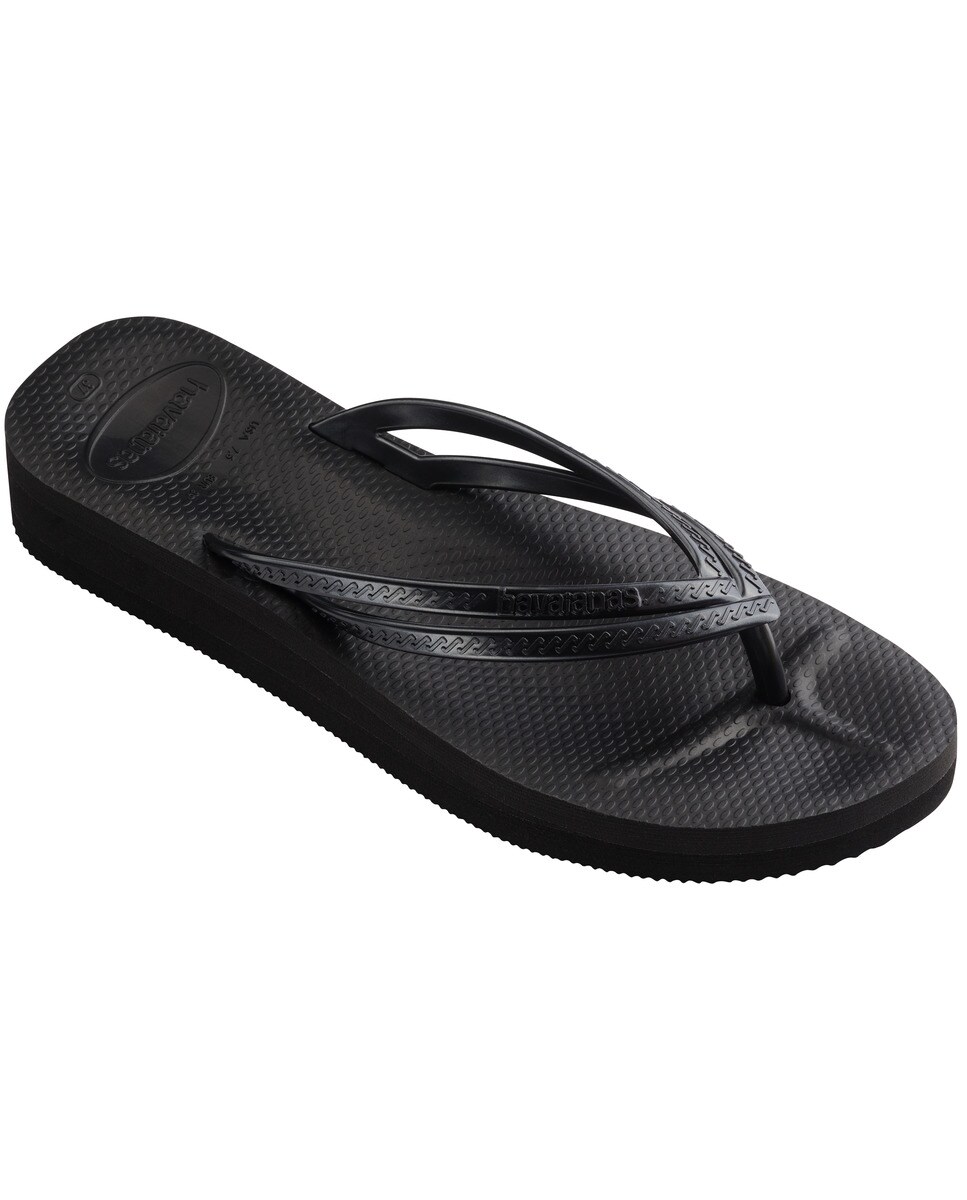 Chinelos de Dedo de Mulher Wedges Preto-2