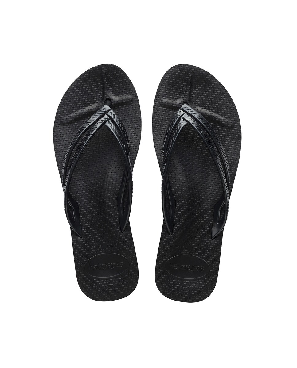 Chinelos de Dedo de Mulher Wedges Preto-3