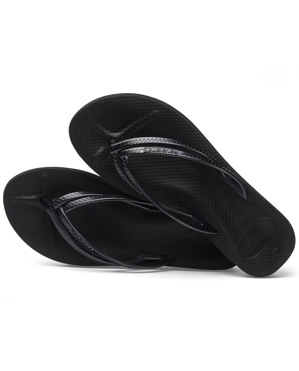Chinelos de Dedo de Mulher Wedges Preto-4