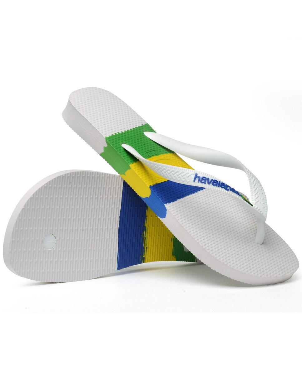 Chinelos de Dedo Unissexo Brasil Tech Branco / Multicolor-5
