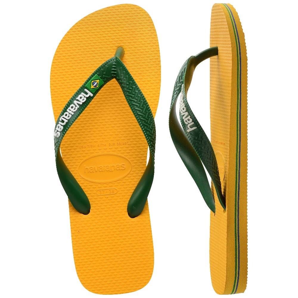 Chinelos unissexo Brasil Logo Amarelo / Verde-2