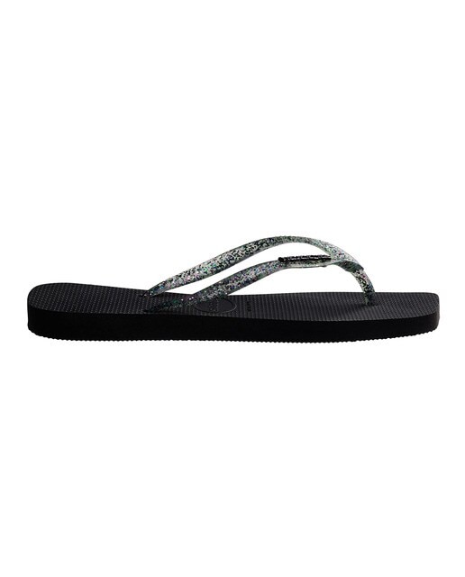Chinelos de Dedo de Mulher Square Logo Metallic Preto-2