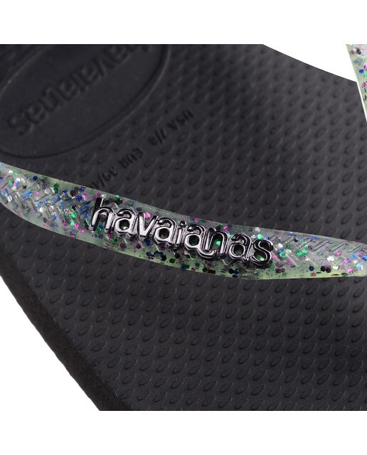 Chinelos de Dedo de Mulher Square Logo Metallic Preto-5