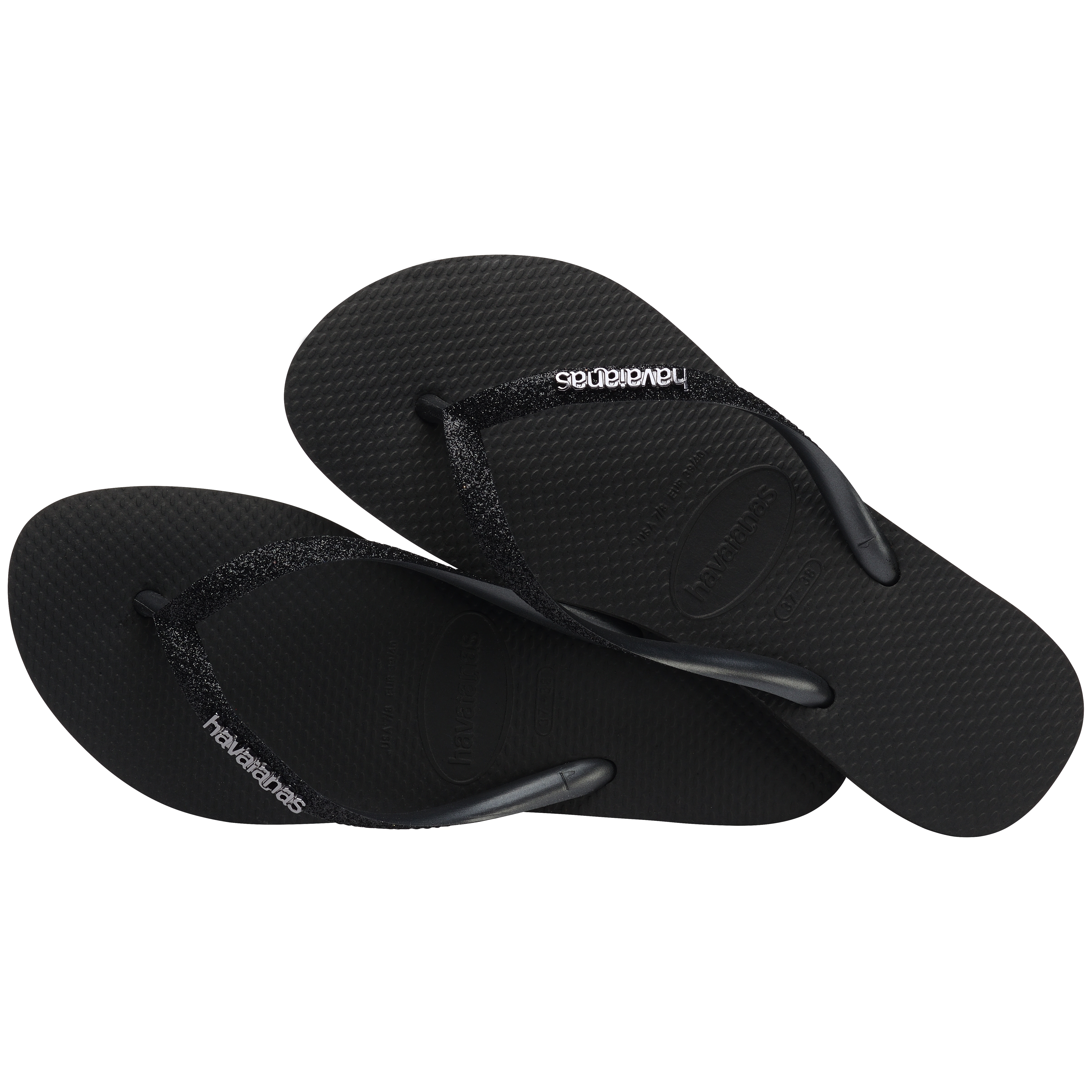 Chinelos de Banho de Mulher Slim Glitter II Preto-4