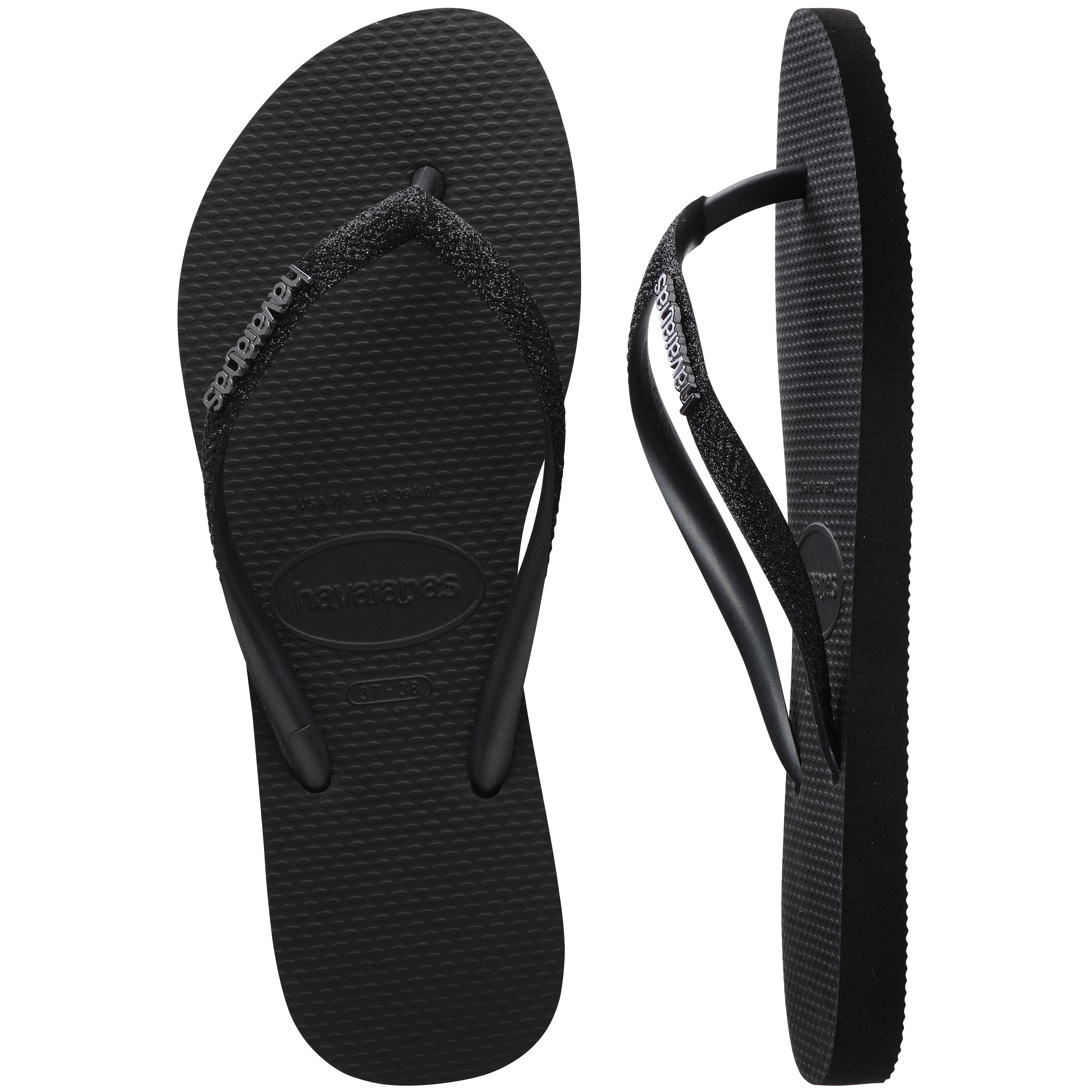 Chinelos de Banho de Mulher Slim Glitter II Preto-5