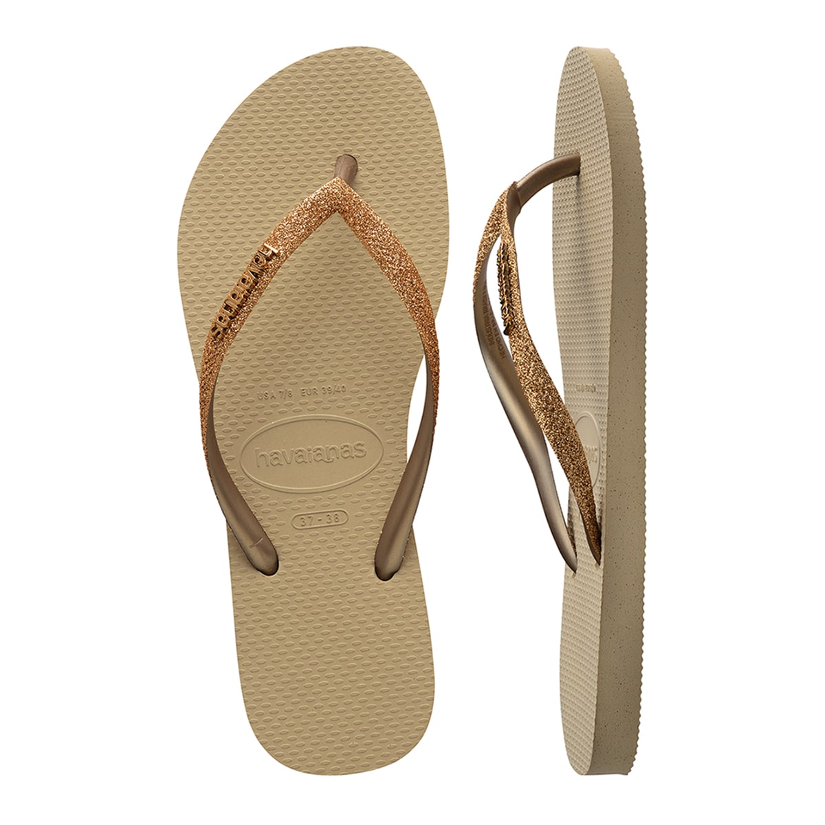 Chinelos de Banho de Mulher Slim Glitter II Areia-3