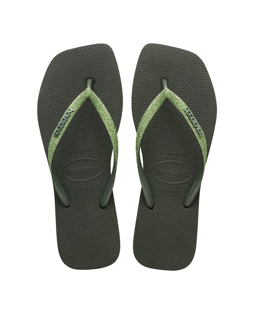 Chinelos de Banho de Mulher Square Glitter Verde-1