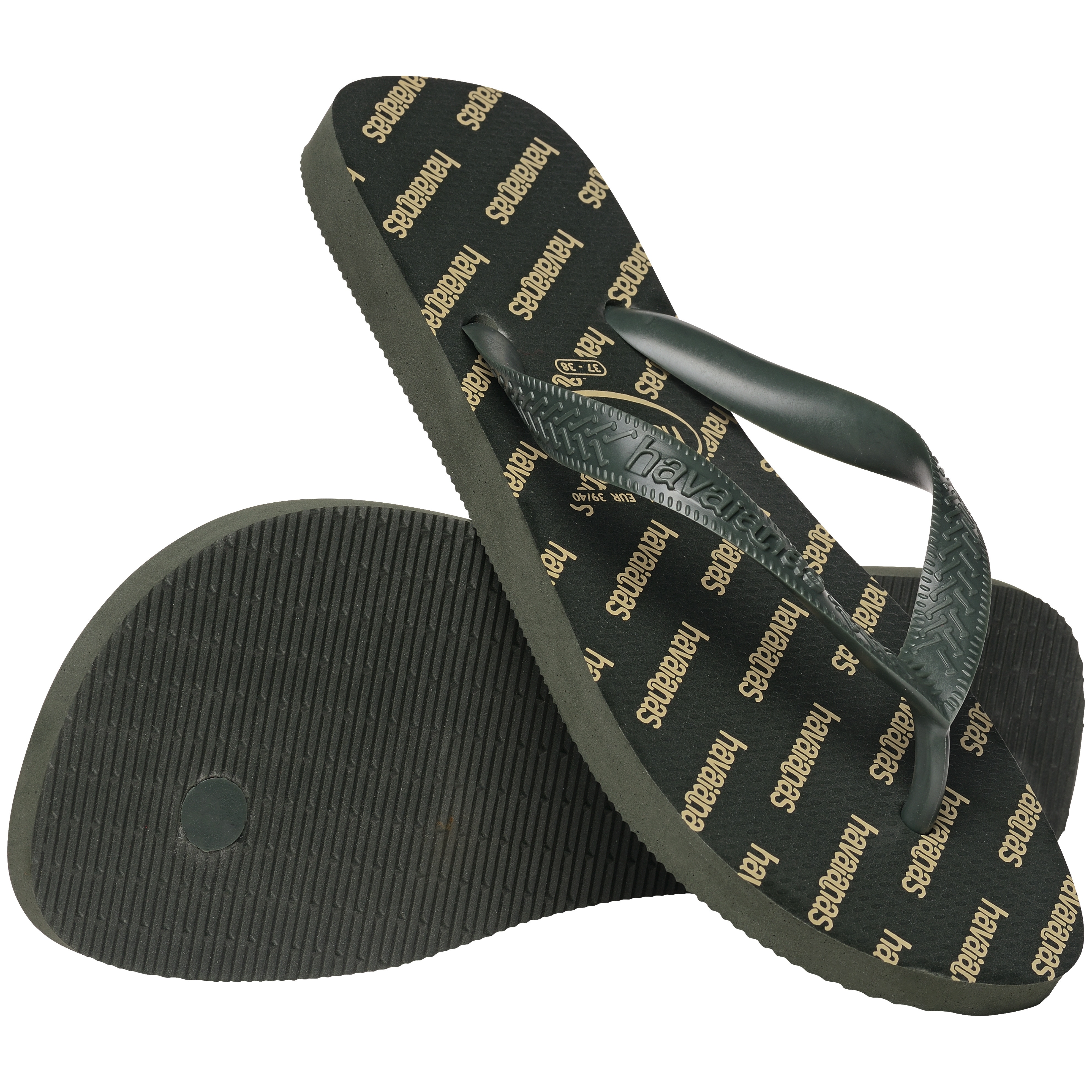 Chinelos Unissexo Top Logomania Essential Olive Green 412 Verde-escuro-4