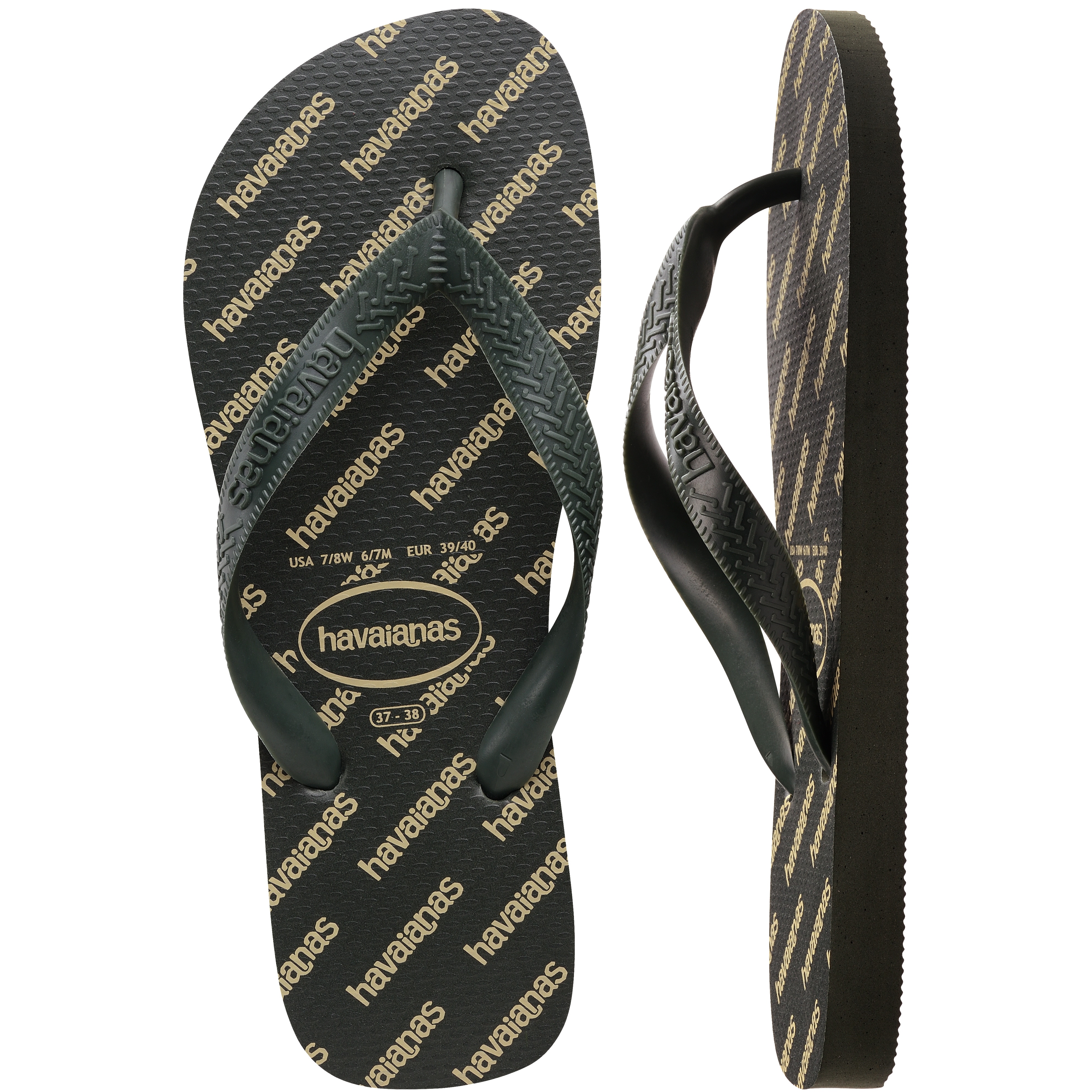 Chinelos Unissexo Top Logomania Essential Olive Green 412 Verde-escuro-5