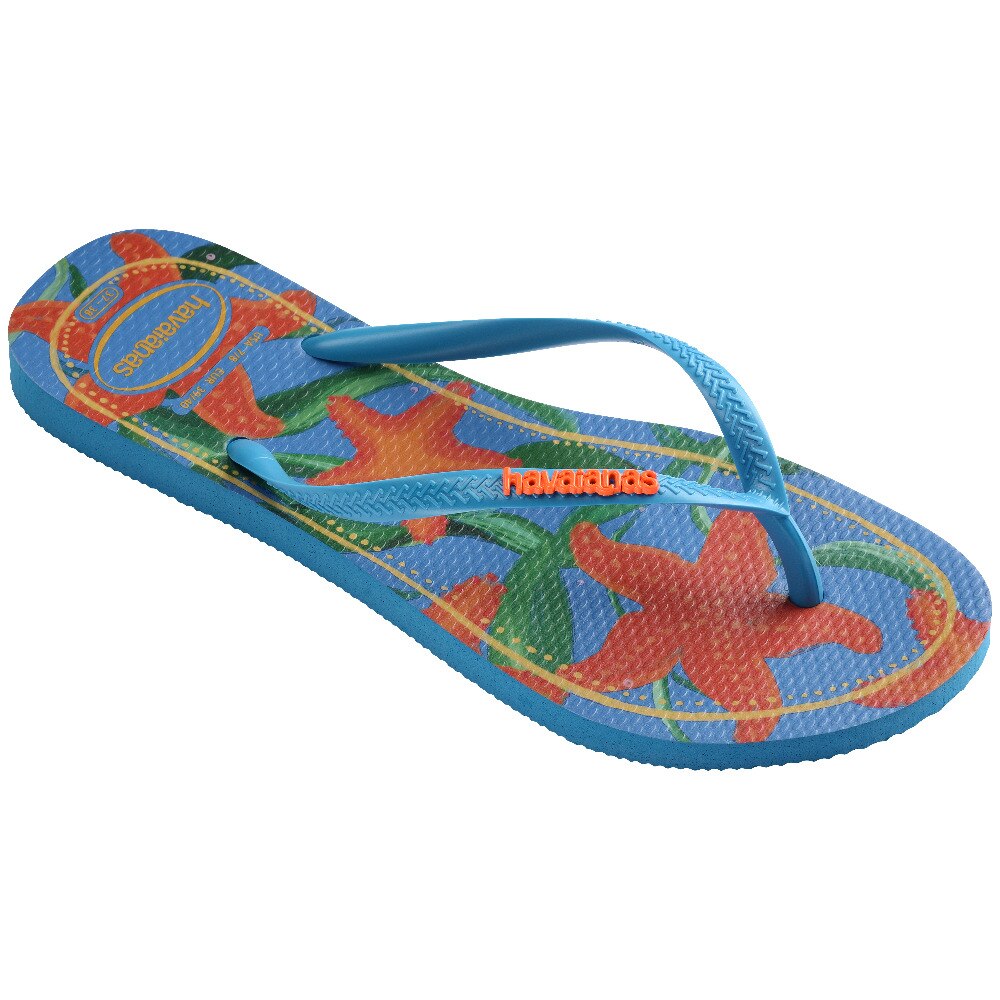 Chinelos de Mulher Hav. Slim Tropical Turquoise 412 Estampado/Azul-2