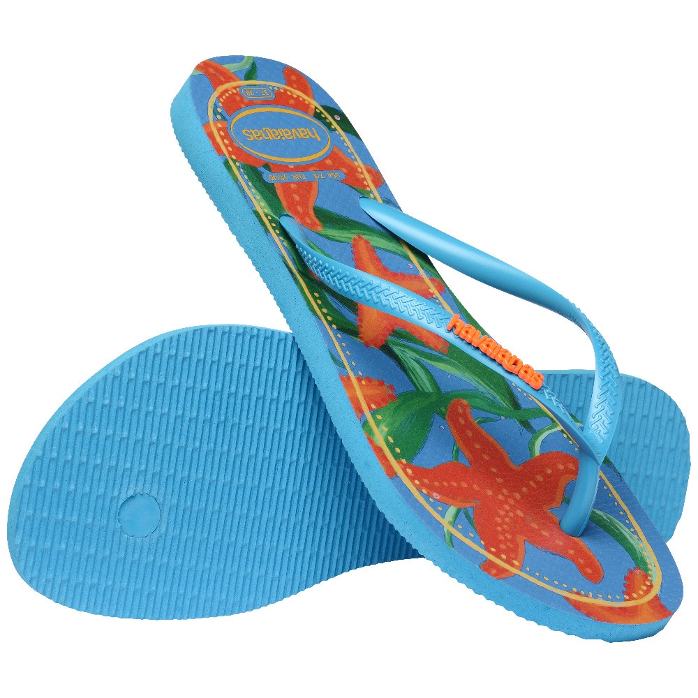 Chinelos de Mulher Hav. Slim Tropical Turquoise 412 Estampado/Azul-4