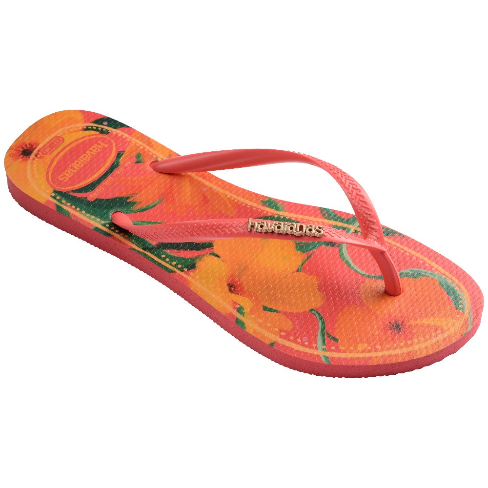 Chinelos de Mulher Hav. Slim Tropical Tropical Coral 412 Estampado/Rosa-2
