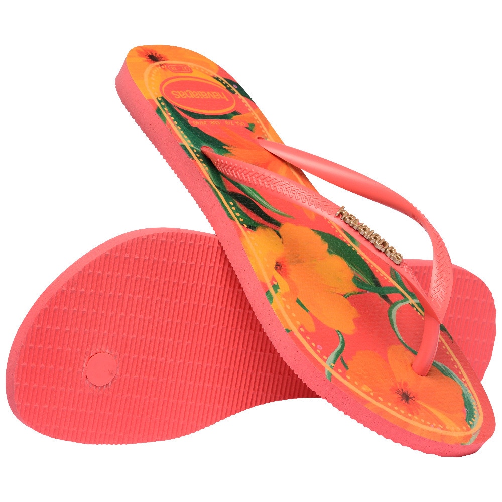 Chinelos de Mulher Hav. Slim Tropical Tropical Coral 412 Estampado/Rosa-4