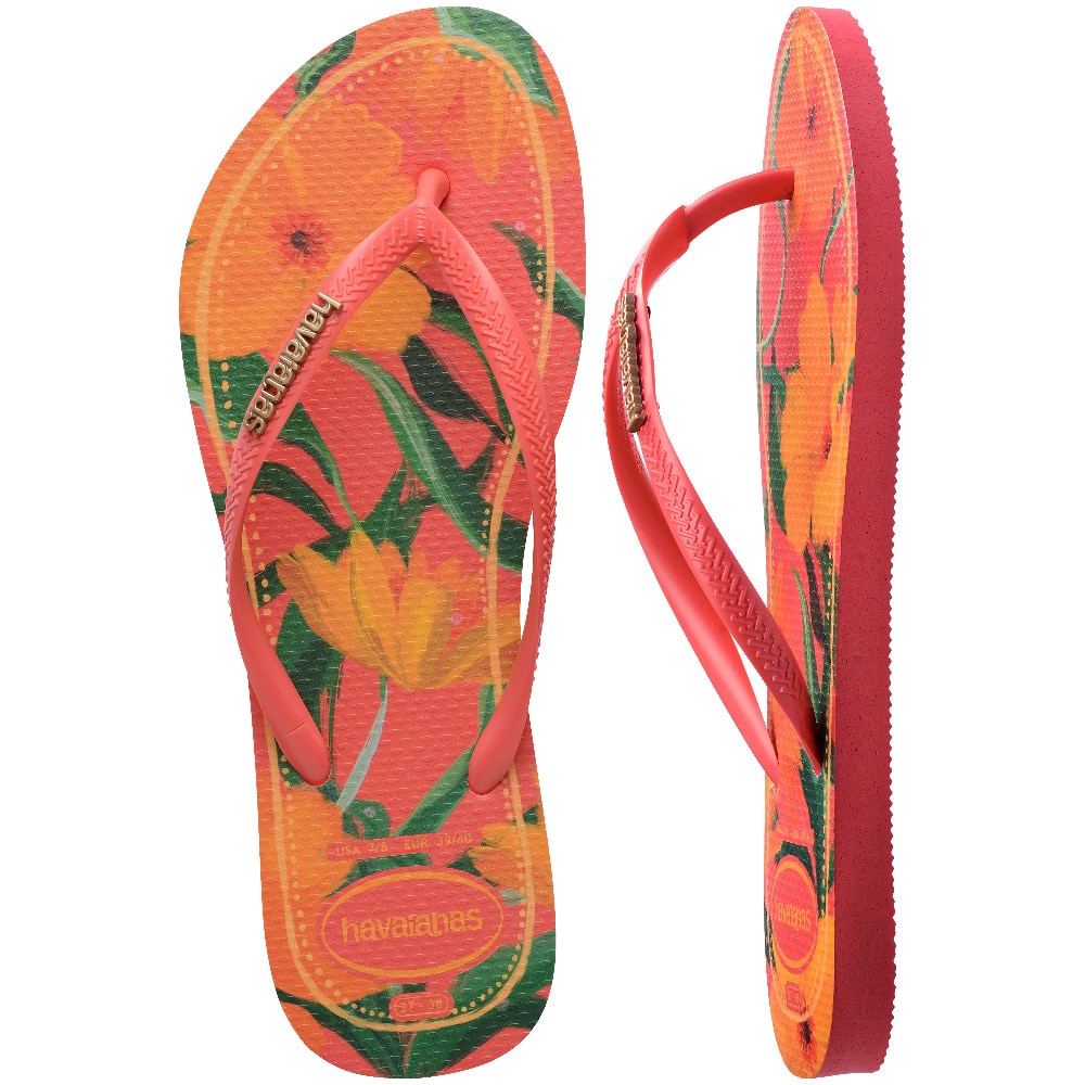 Chinelos de Mulher Hav. Slim Tropical Tropical Coral 412 Estampado/Rosa-5