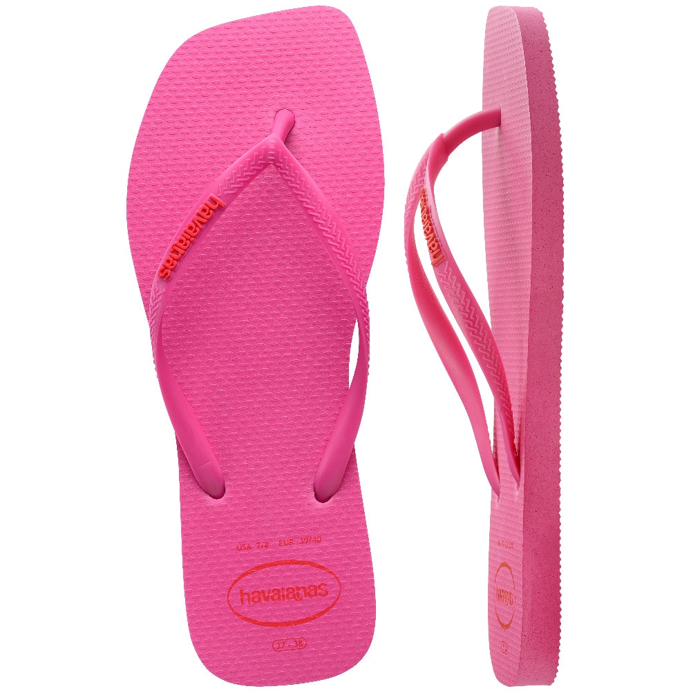 Chinelos de Mulher Hav. Slim Square Logo Pop Up Pink Flux 412 Fúcsia-3