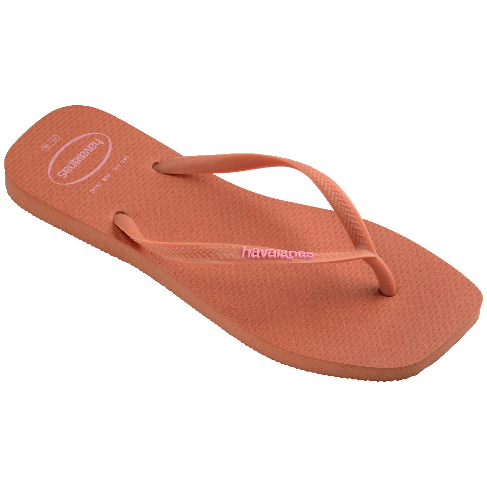 Chinelos de Mulher Hav. Slim Square Logo Pop Up Pink Clay 412 Azul Céu-2