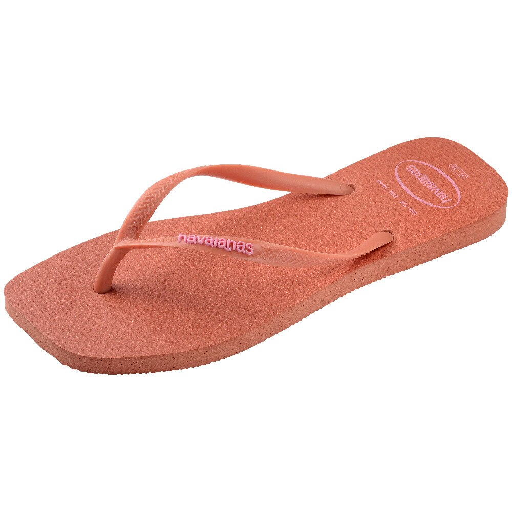 Chinelos de Mulher Hav. Slim Square Logo Pop Up Pink Clay 412 Azul Céu-6