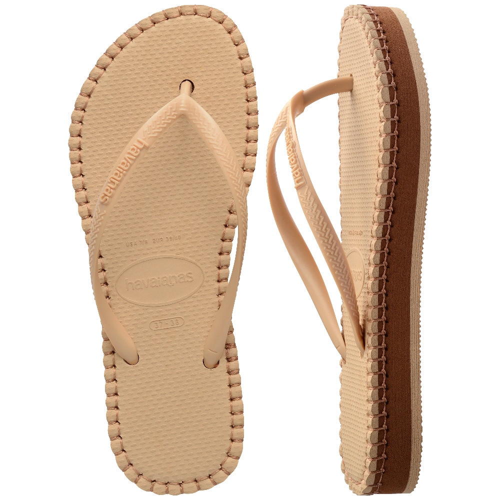 Chinelos de Mulher Hav. Slim Flatform Loop Golden/Golden 412 Natural-2