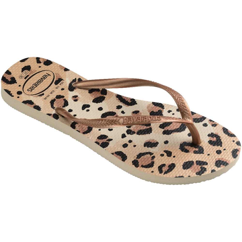 Chinelos de Mulher Hav. Slim Animals Bege/Bege 412 Branco / Preto-2