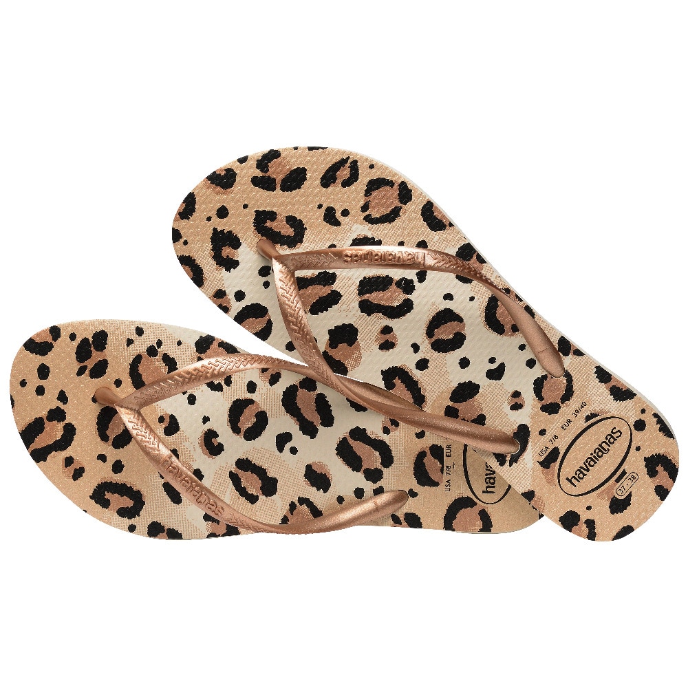 Chinelos de Mulher Hav. Slim Animals Bege/Bege 412 Branco / Preto-4