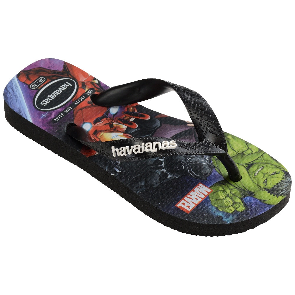 Chinelos de Menino Hav. Kids Top Marvel Ii Black 356 Estampado/Preto-2