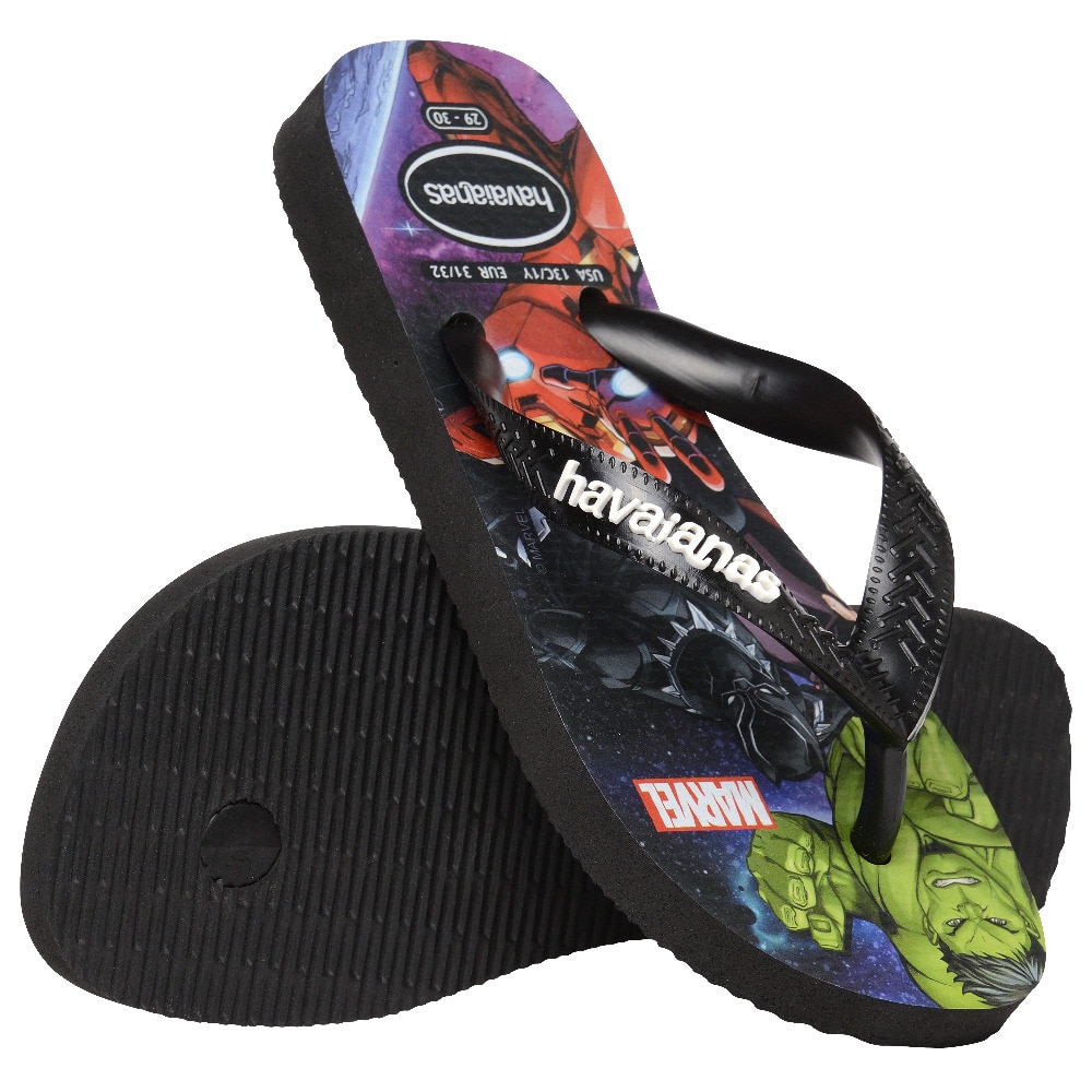 Chinelos de Menino Hav. Kids Top Marvel Ii Black 356 Estampado/Preto-4
