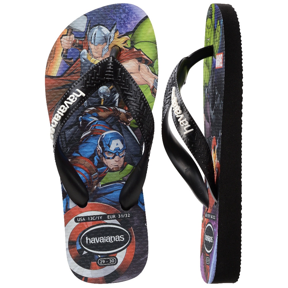 Chinelos de Menino Hav. Kids Top Marvel Ii Black 356 Estampado/Preto-5