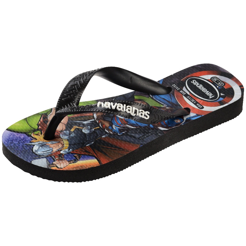Chinelos de Menino Hav. Kids Top Marvel Ii Black 356 Estampado/Preto-6