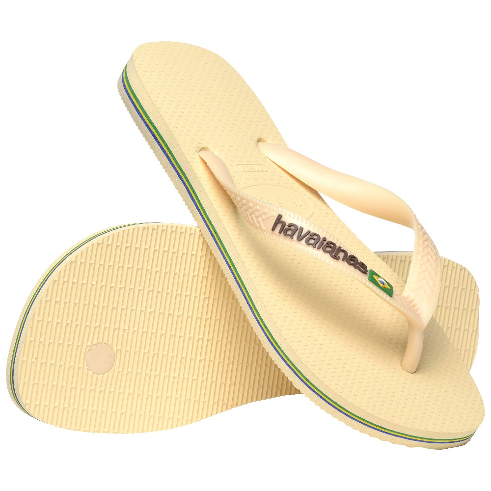 Chinelos Unissexo Hav. Brasil Logo Buttercream 456 Creme-2