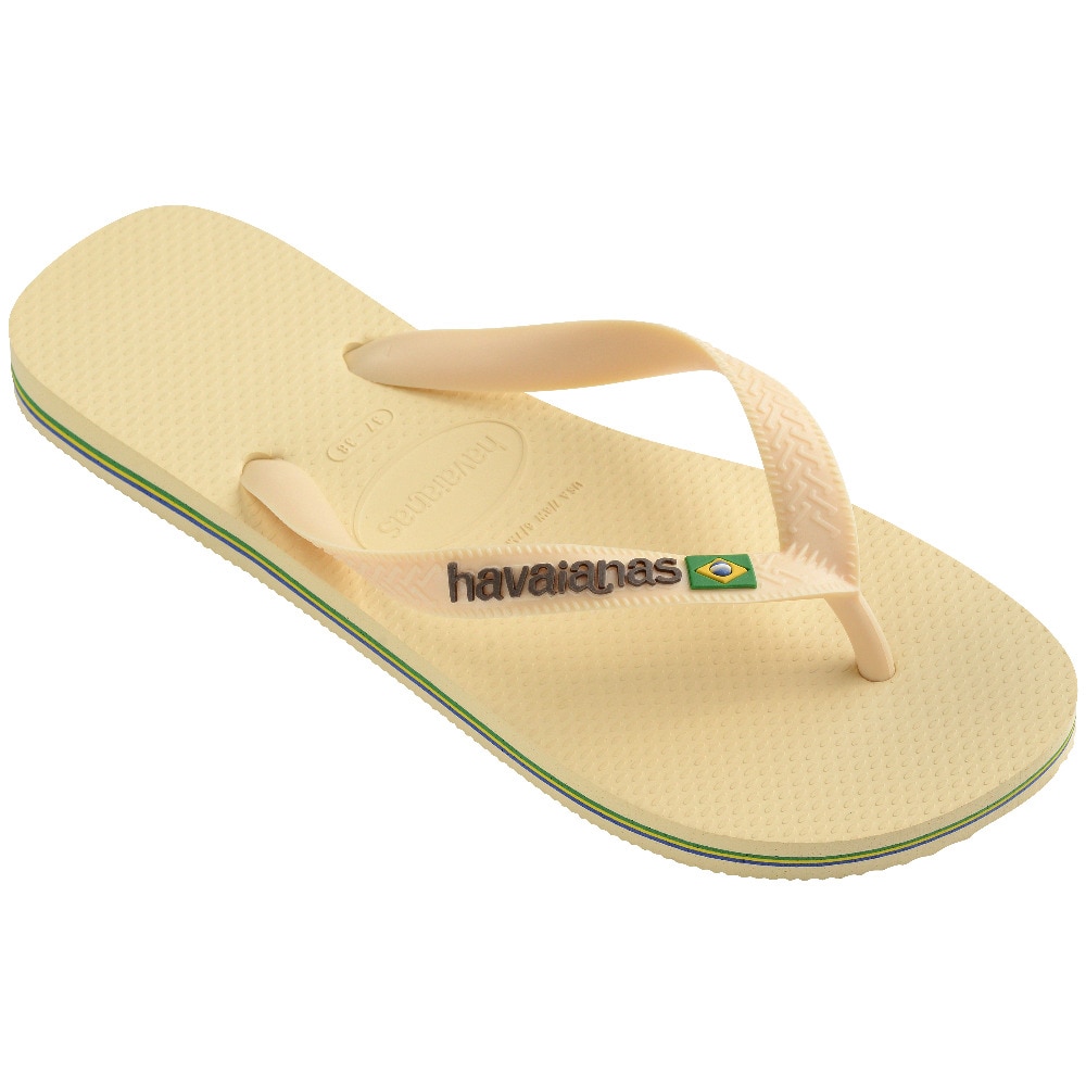 Chinelos Unissexo Hav. Brasil Logo Buttercream 456 Creme-4