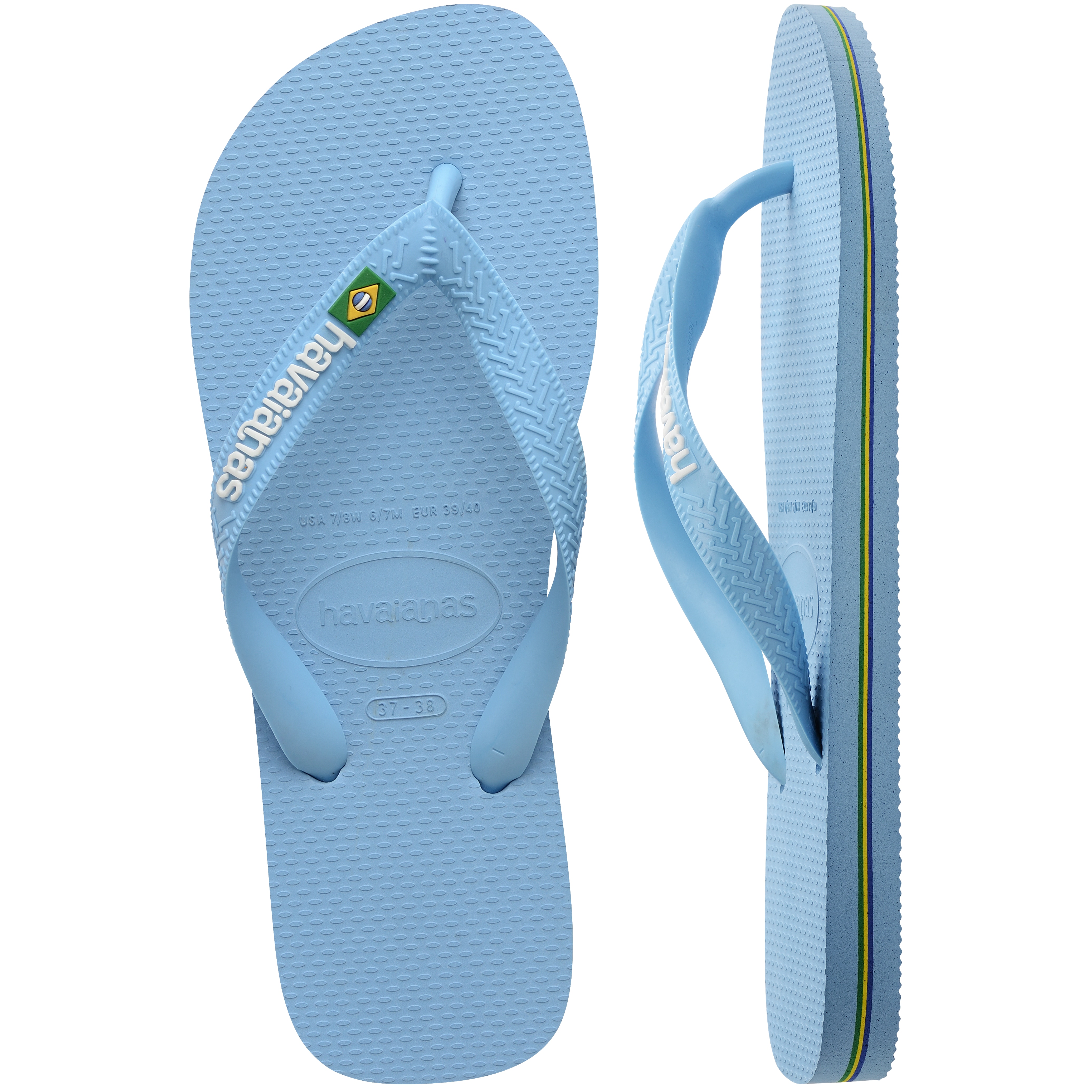 Chinelos Unissexo Hav. Brasil Logo Blue Lavender/White 456 Azul Céu-4