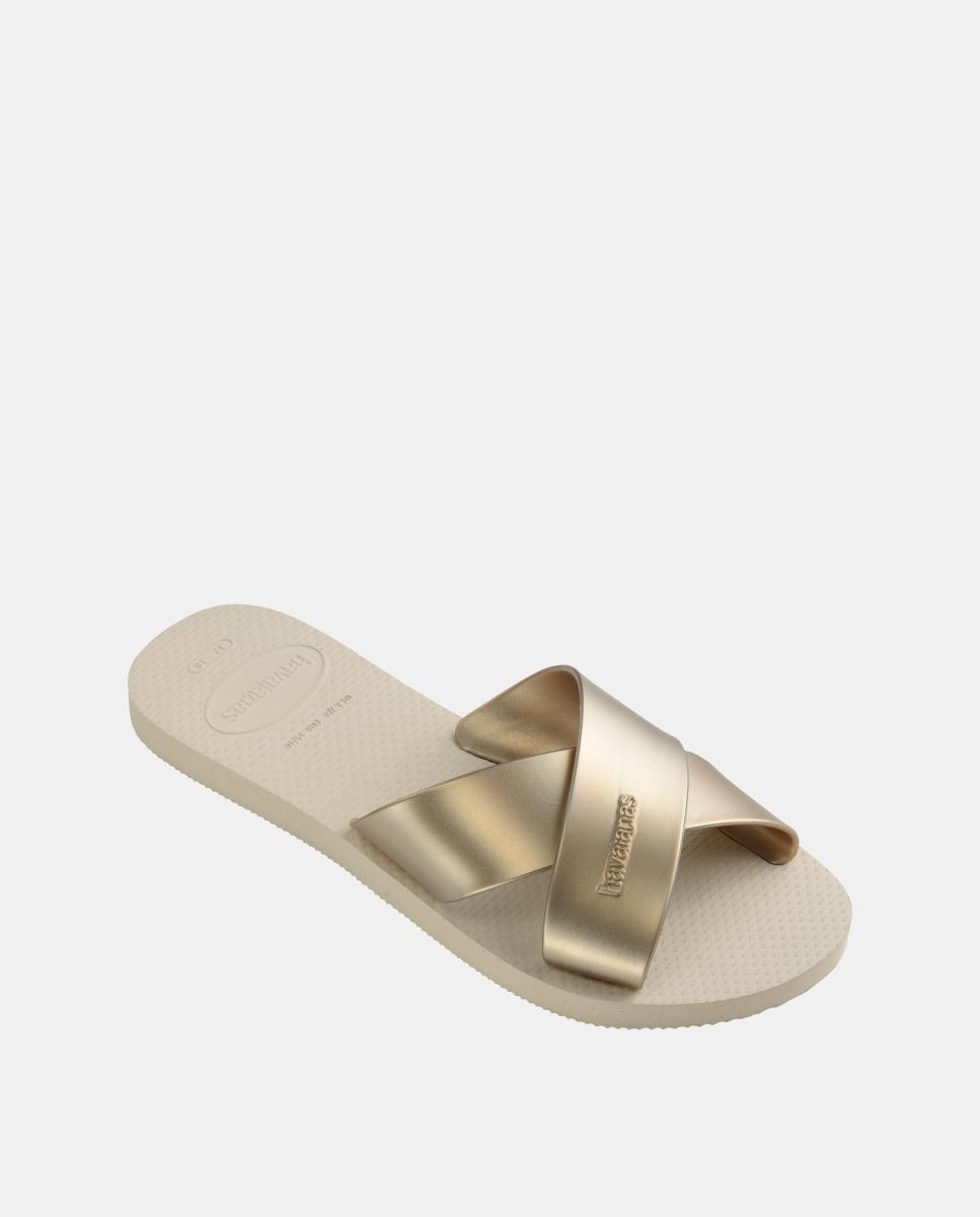 Sandália Mulher Hav. Aqua Metallic Beige 412 Havaianas Prateado-2