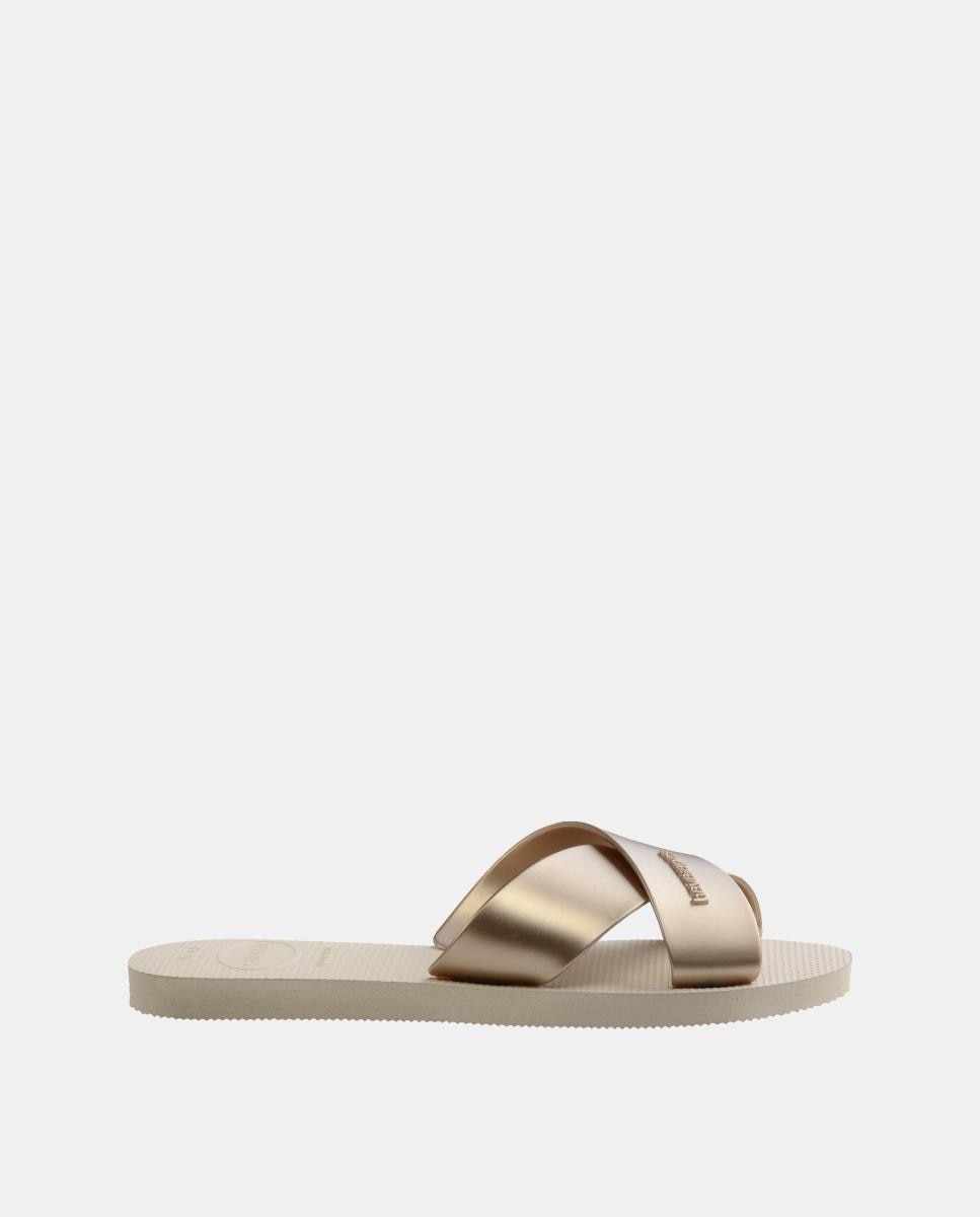Sandália Mulher Hav. Aqua Metallic Beige 412 Havaianas Prateado-3